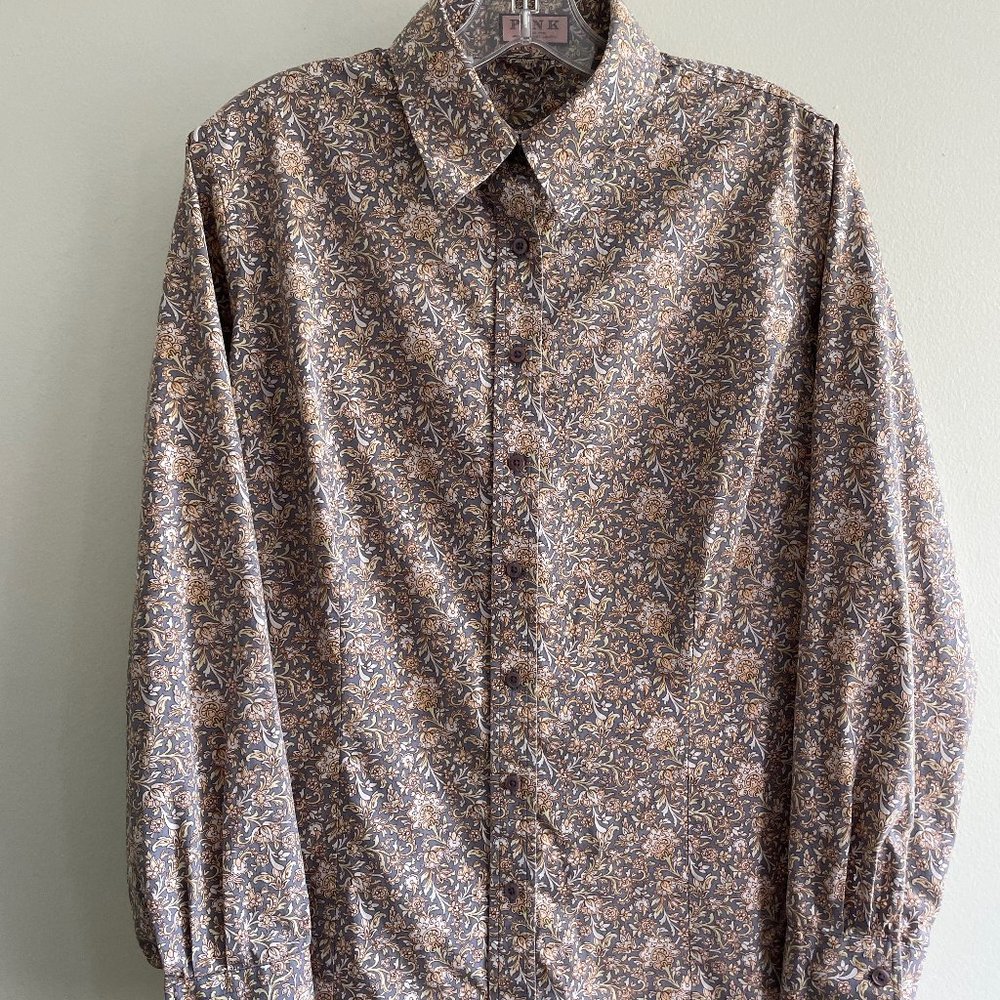 Thomas Pink Mens S Floral Print Long Sleeve Button Down